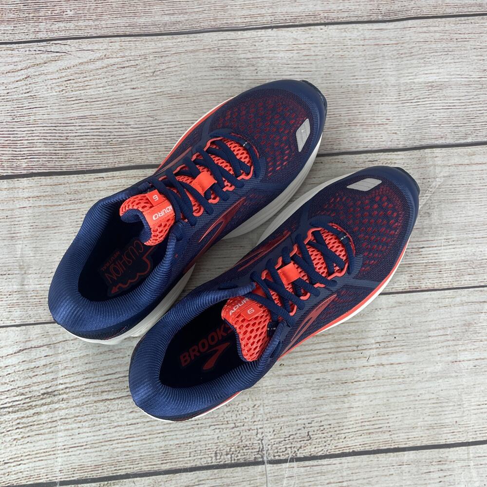 Brooks Aduro 6 Womens Sz 9 Road Running Shoes Blue Coral Orange - Picture 7 of 9